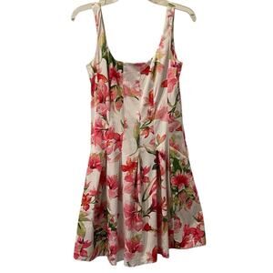Lauren Ralph Lauren Women's Midi Dress Sleeveless Pink Floral Size 4 Pockets